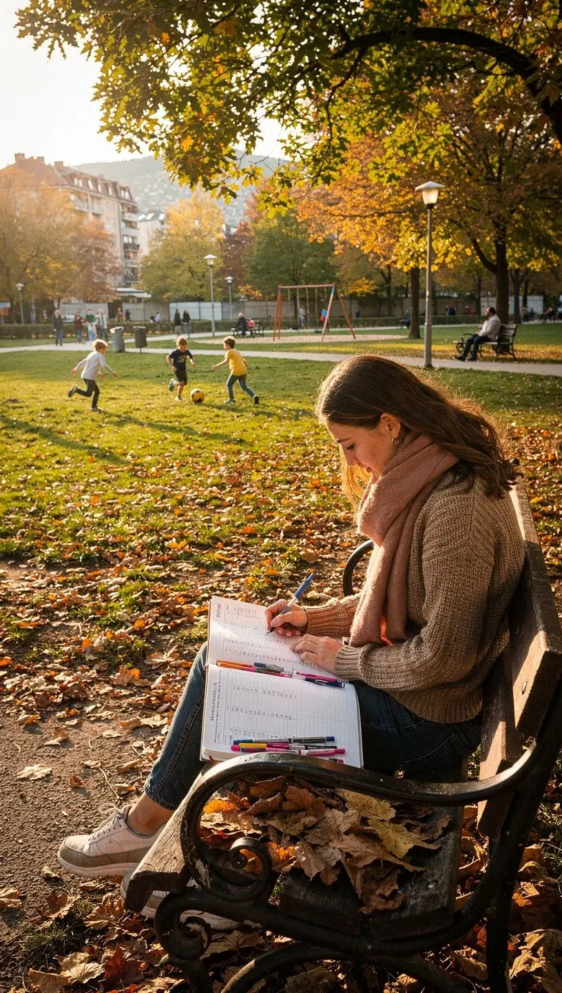 Kézben tartott pénzügyi napló, amely a havi tervezéshez szükséges.